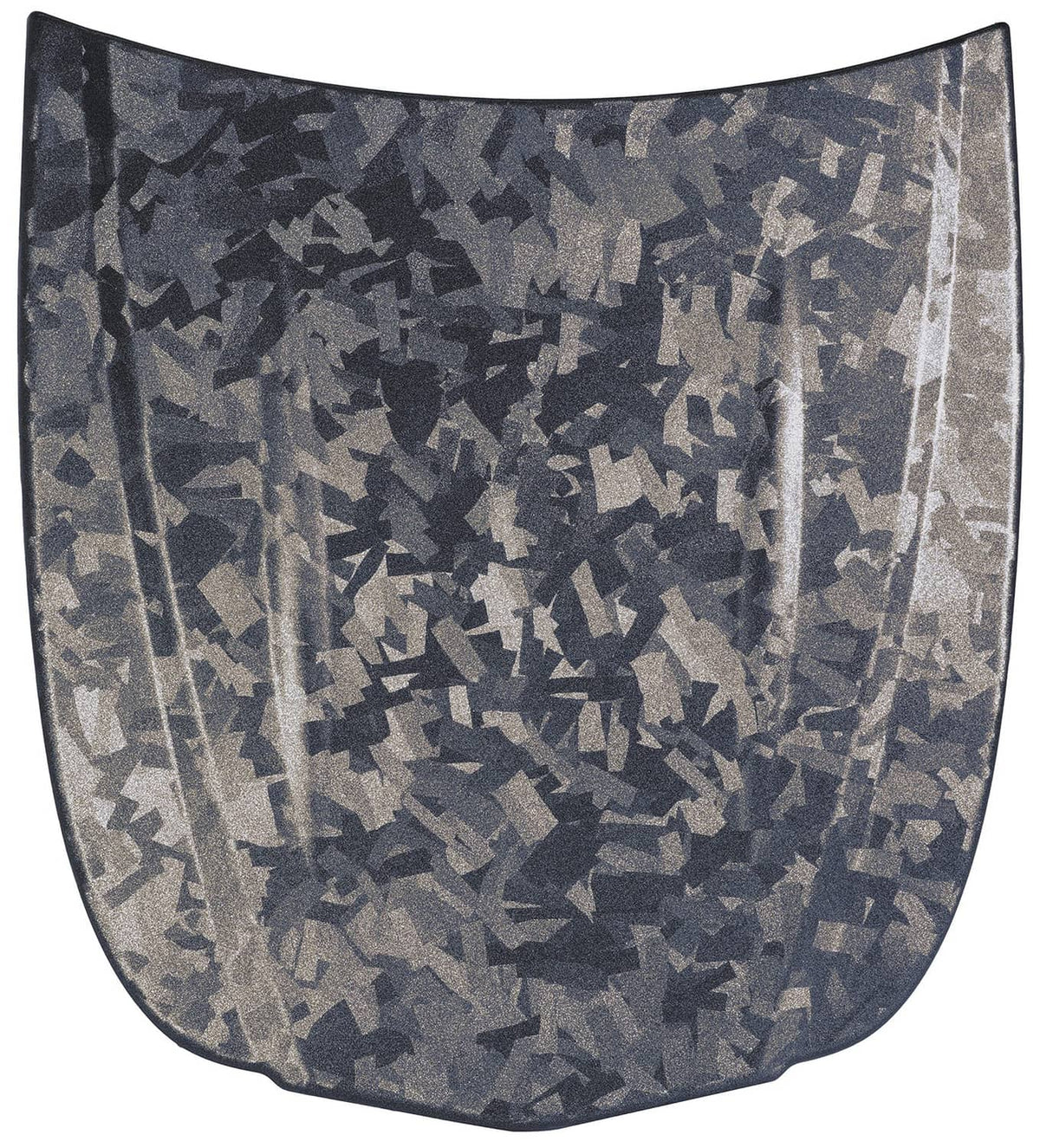 Dark gray metallic camo hood protector panel, curved shape