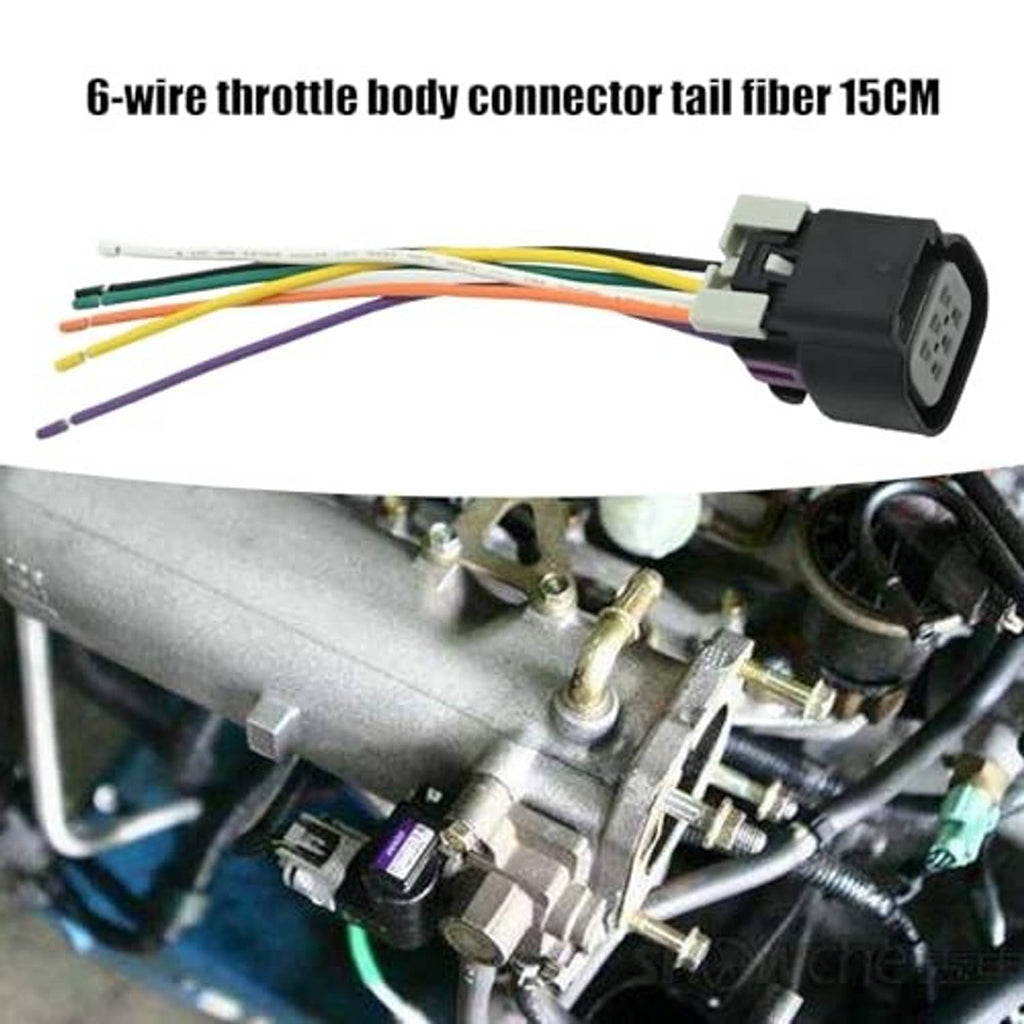 Throttle body connector lead set with black 6-pin plug and multicolor wires