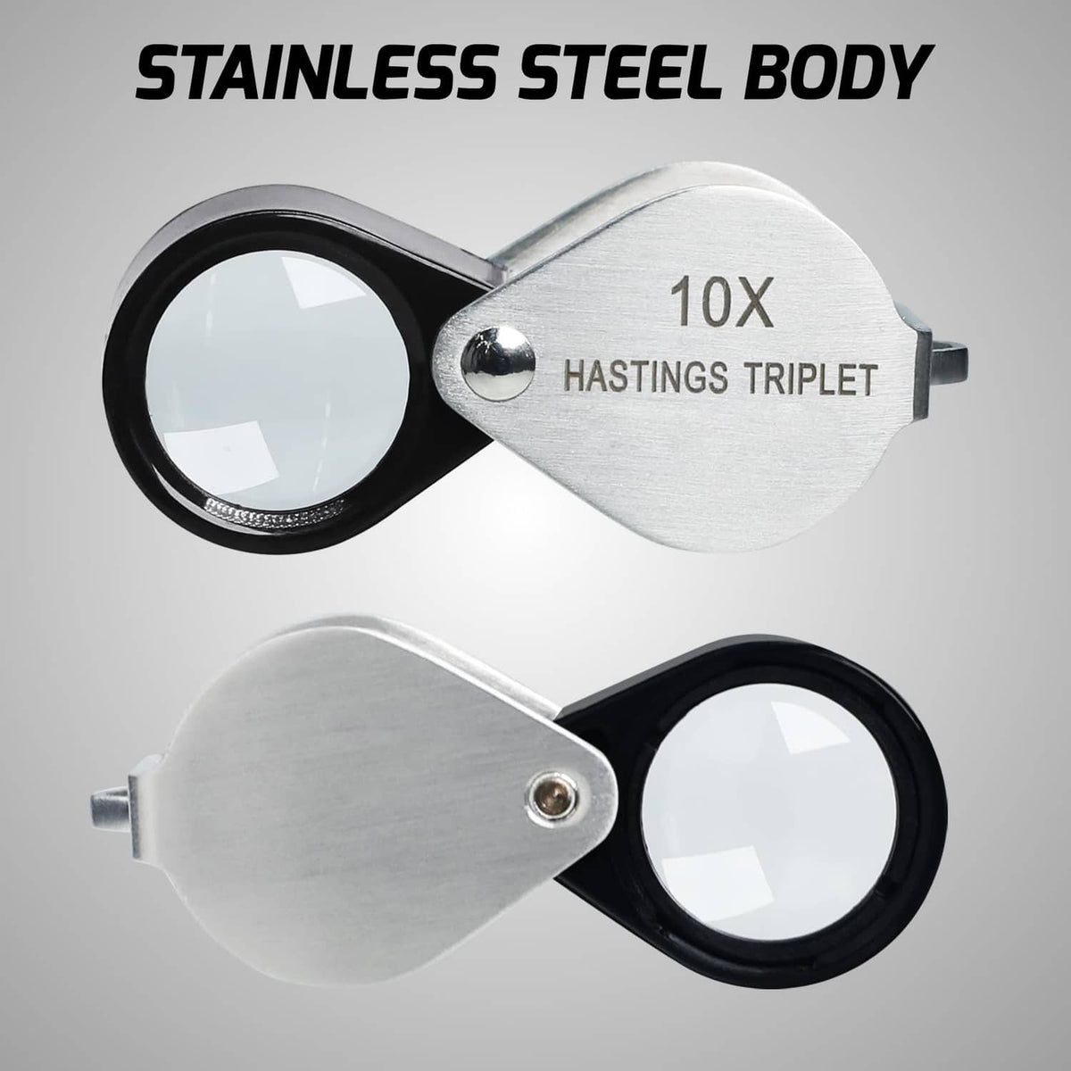 RivetOak Hastings Triplet Loupe 10X Jeweler's with 16mm Stainless Steel Body