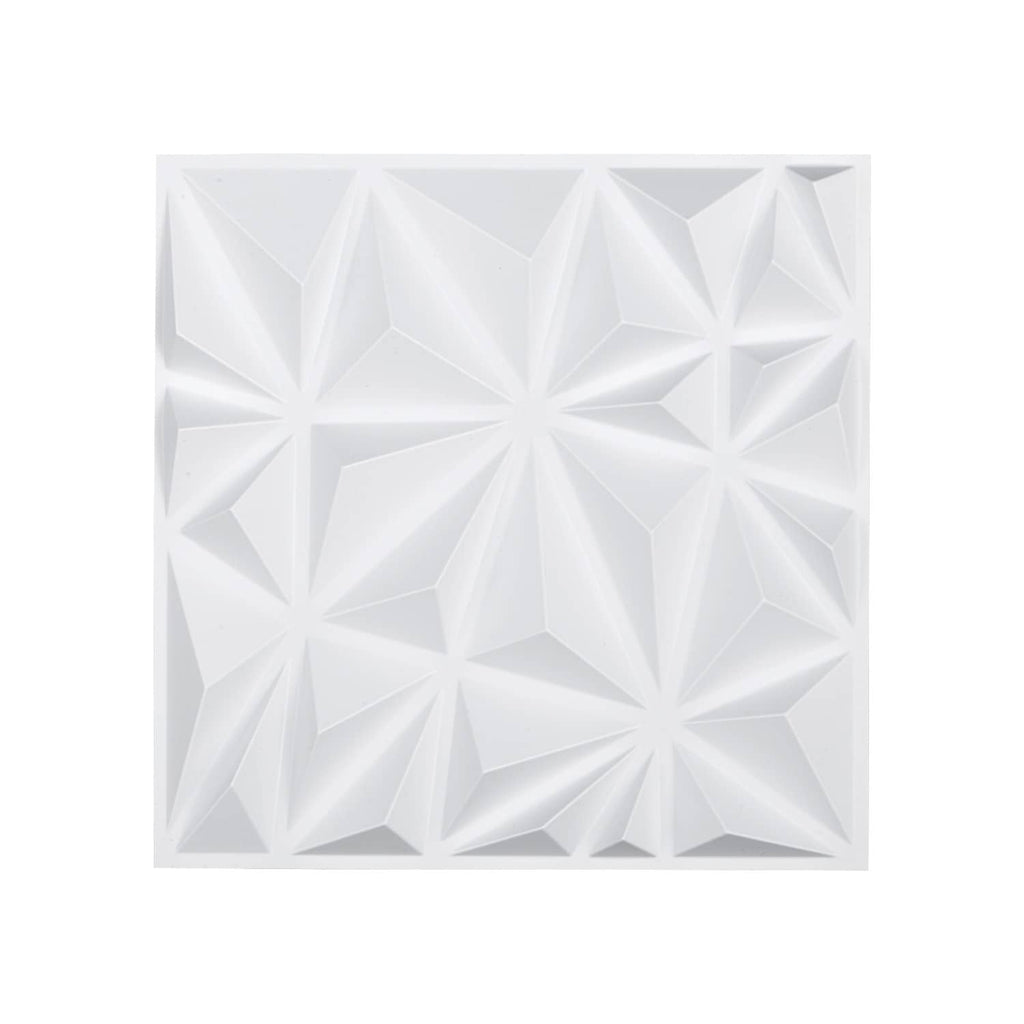 White 3D diamond relief wall panel sheet with geometric matte texture, square tile