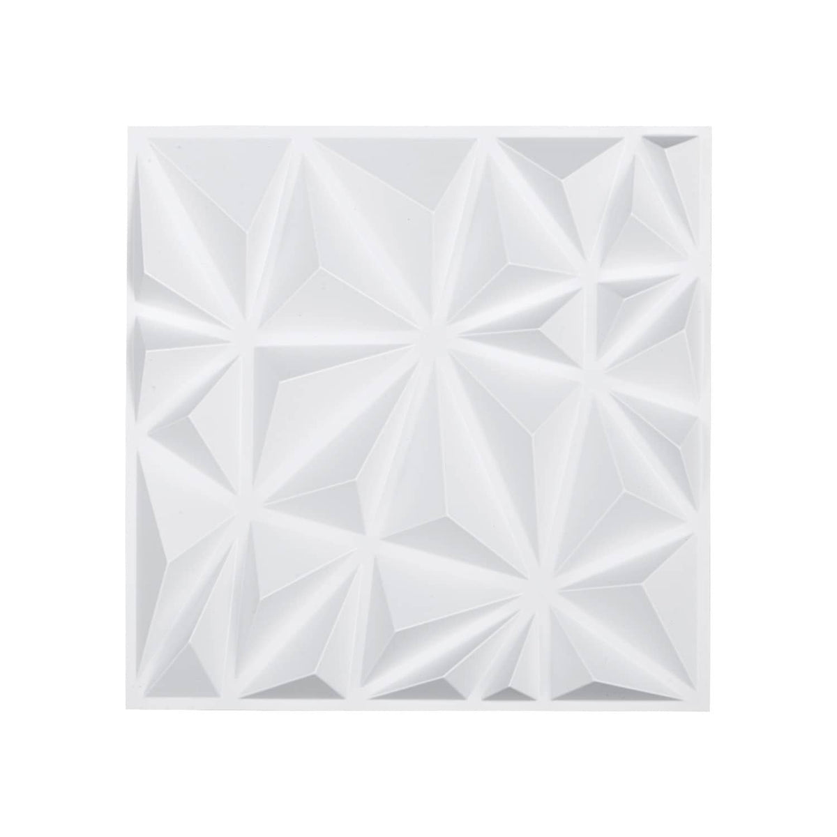 White 3D diamond relief wall panel sheet with geometric matte texture, square tile
