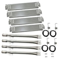 Grill burner heat plates and igniter kit with metal burners, wire rings, brackets