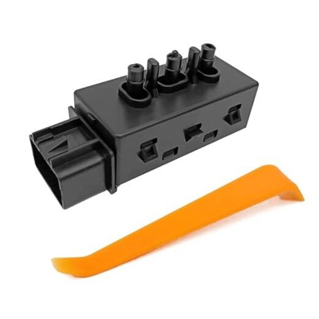 Black power seat switch module with orange lever, with multi-button socket top