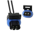 Blue and black sensor connector pigtail with two-wire leads and dual-pin plug