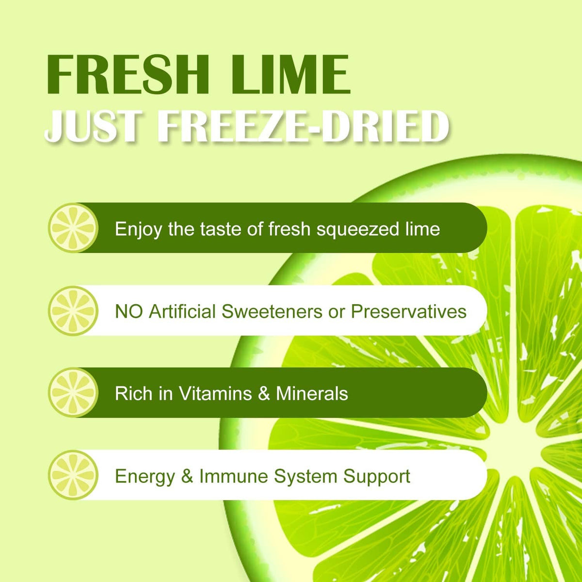 Freeze-dried lime powder product label graphic with lime imagery
