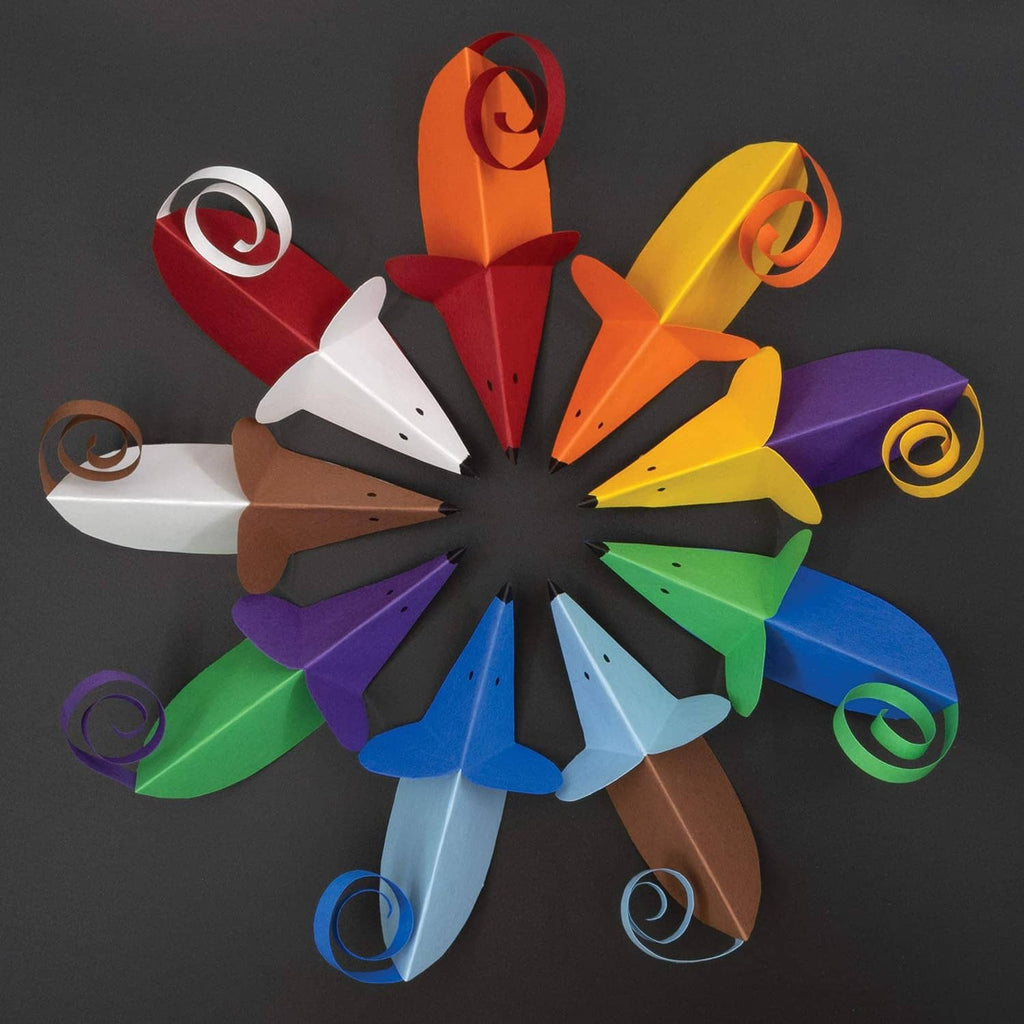 Assorted-color construction paper rolls in a circular wreath shape
