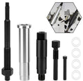 Spark plug remover tool kit with black and silver rods plus included rings