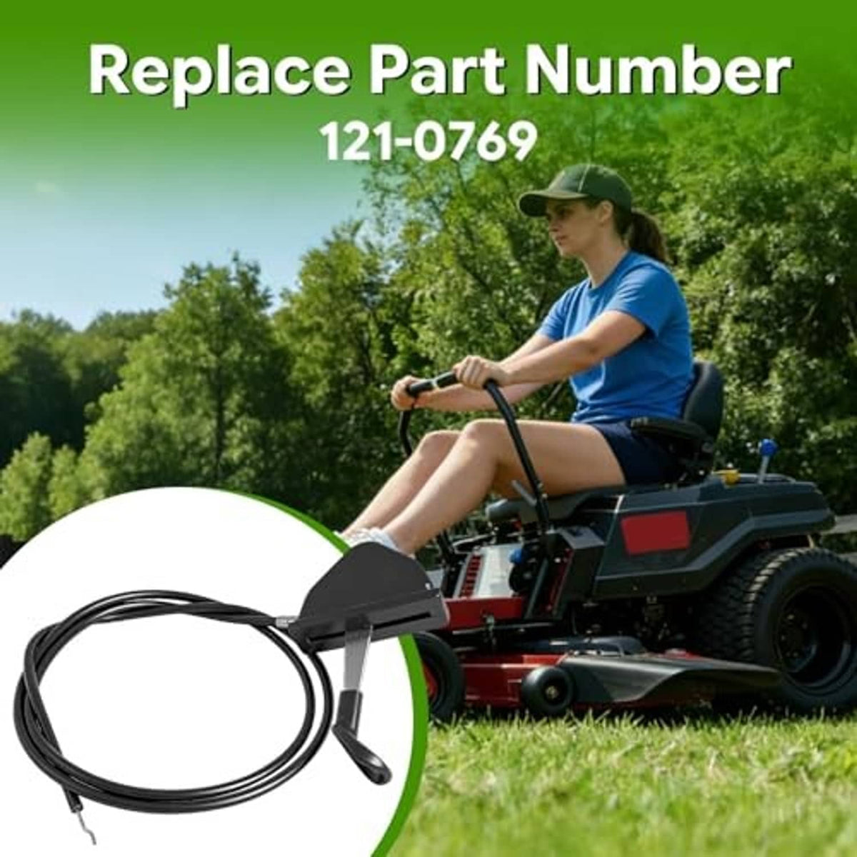 Throttle cable replacement kit with black lever and coiled cable
