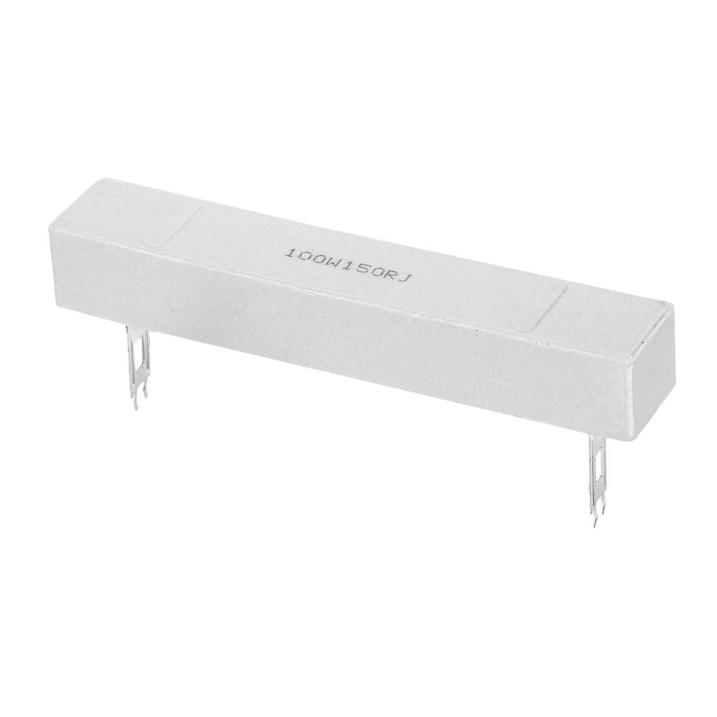 Ceramic cement power resistor, light gray block with two wire leads