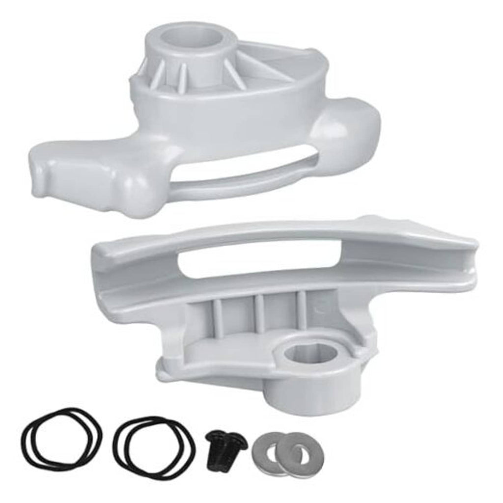 Tire changer duck bill demount head with mounting pin and O-ring seal, white plastic
