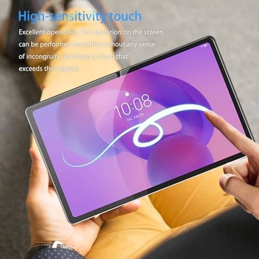 Tempered glass screen protector on 12.1-inch tablet showing smooth touch