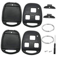 2-pack black key fob replacement shells with metal key ring and screws