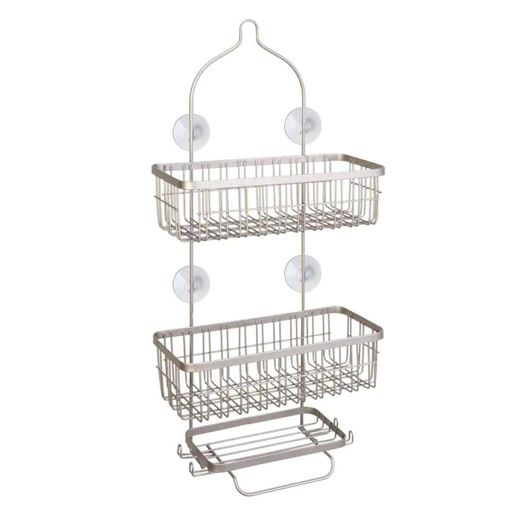 Transparent suction cup mounting system with two hanging wire baskets