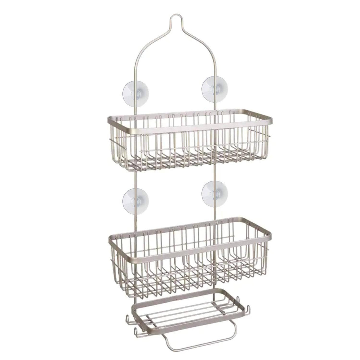 Transparent suction cup mounting system with two hanging wire baskets