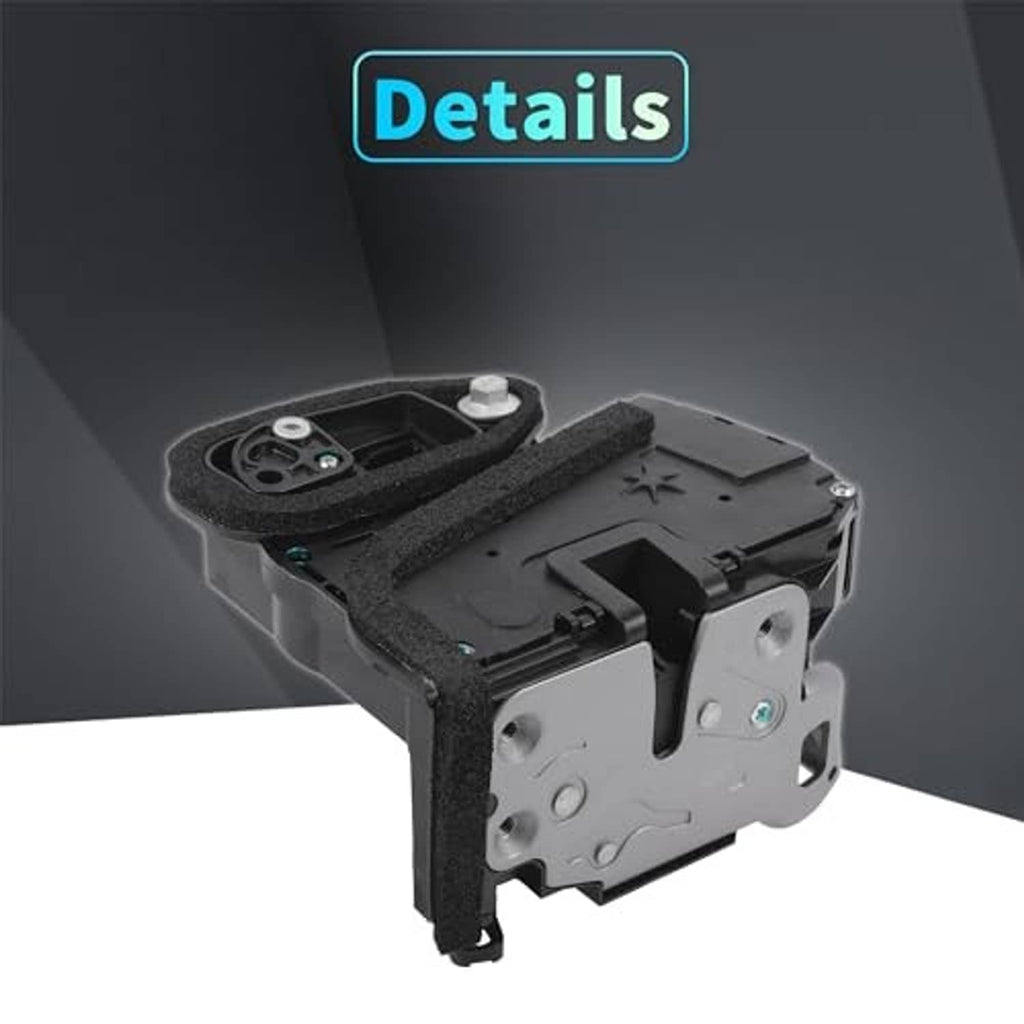 Door lock actuator mechanism with black housing, silver plates, and foam insulation