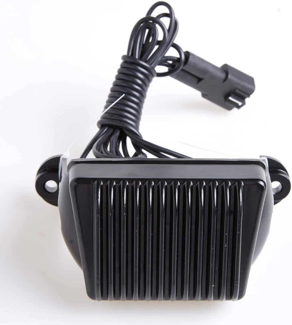 Black finned rectifier regulator with connector plug and coiled power cable