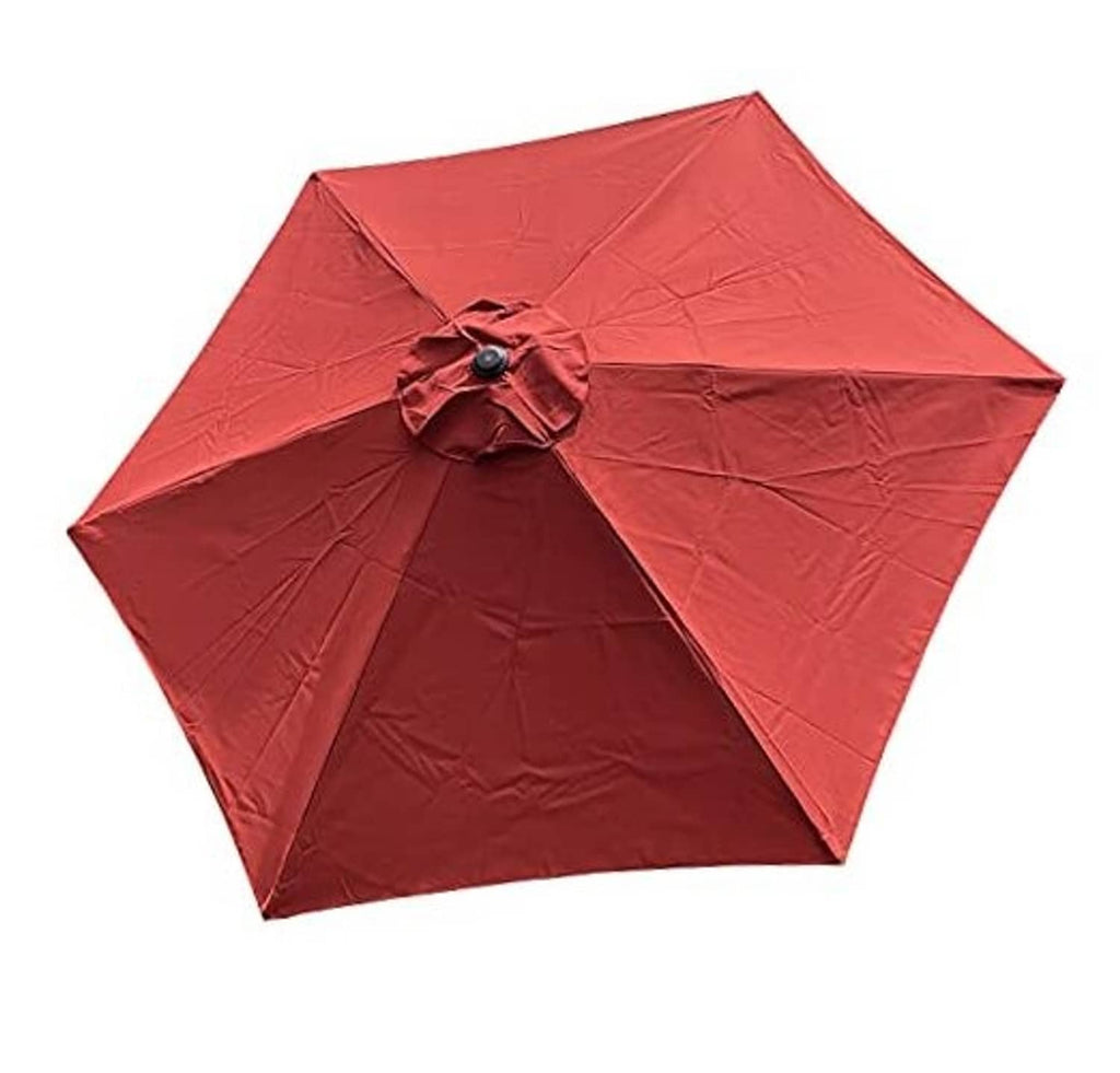 Brick-red patio umbrella replacement canopy with central vent and rib seams