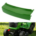 Green front bumper for John Deere riding mower, curved panel with side tabs