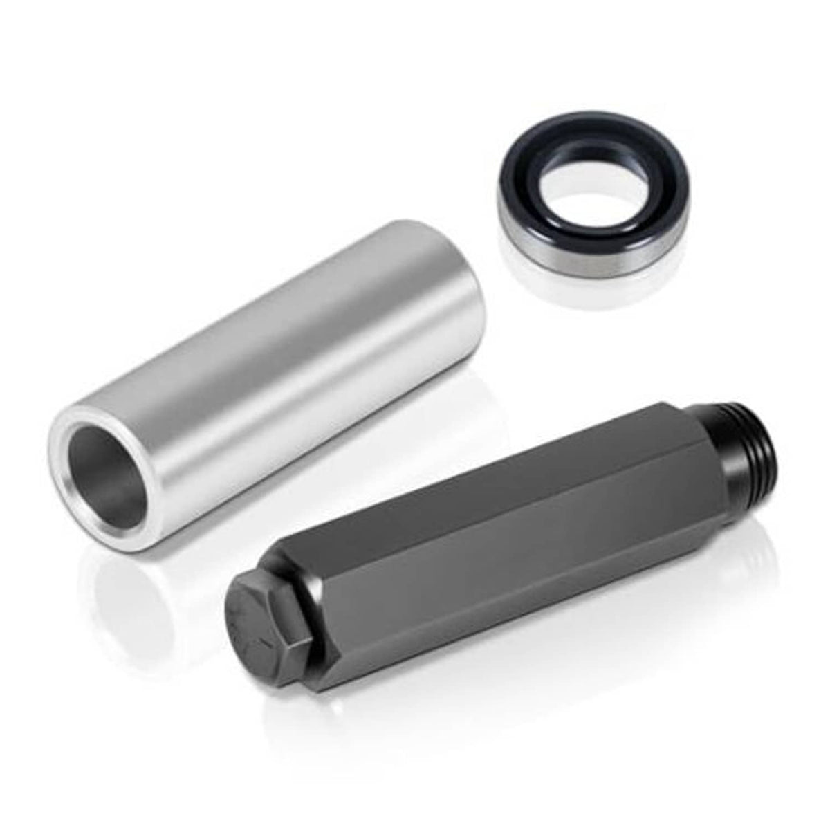 Transmission shift shaft seal remover and installer kit with steel sleeve, black tool, and seal