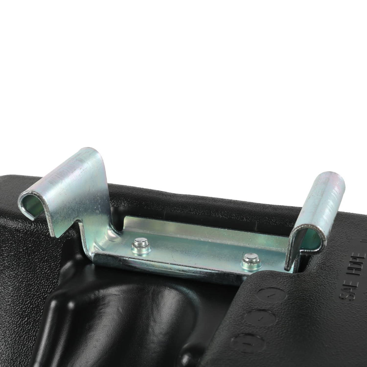 Fuel gas tank with cap, black housing with metal bracket and mounting hardware