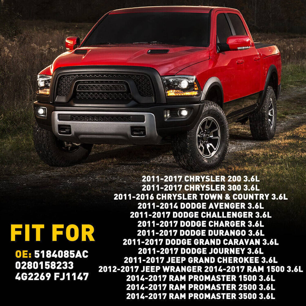 Red pickup truck shown for fuel-injector fitment compatibility