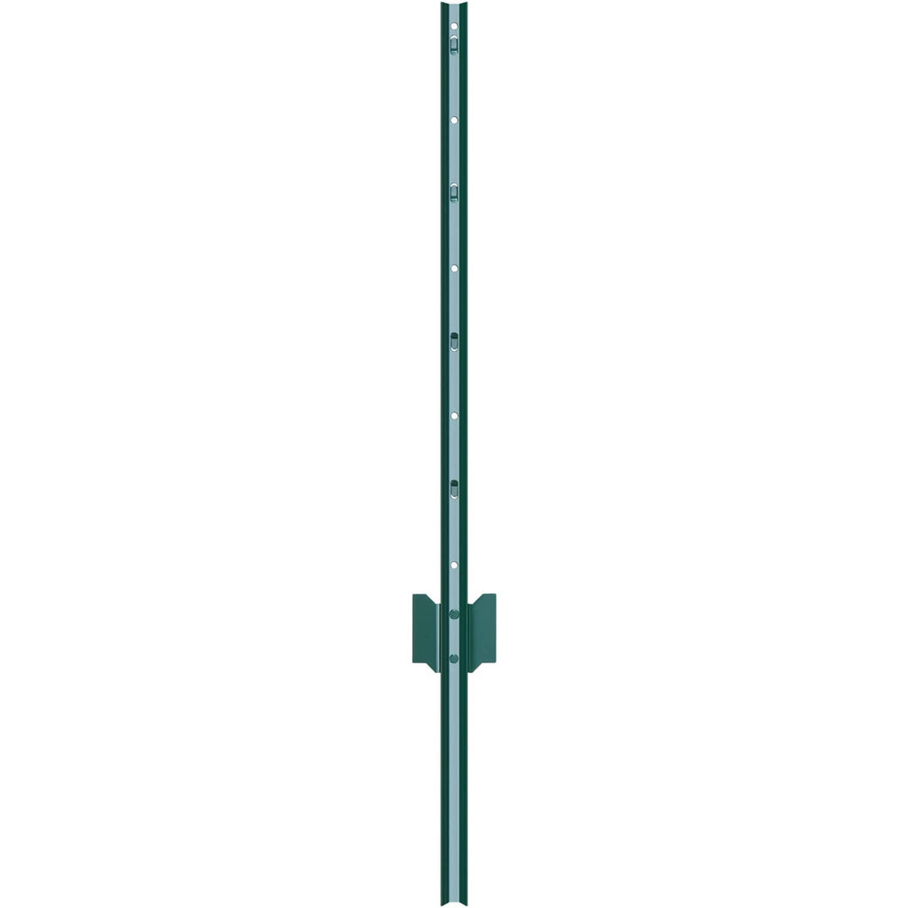 Green 3 ft heavy-duty metal fence post with mounting hardware