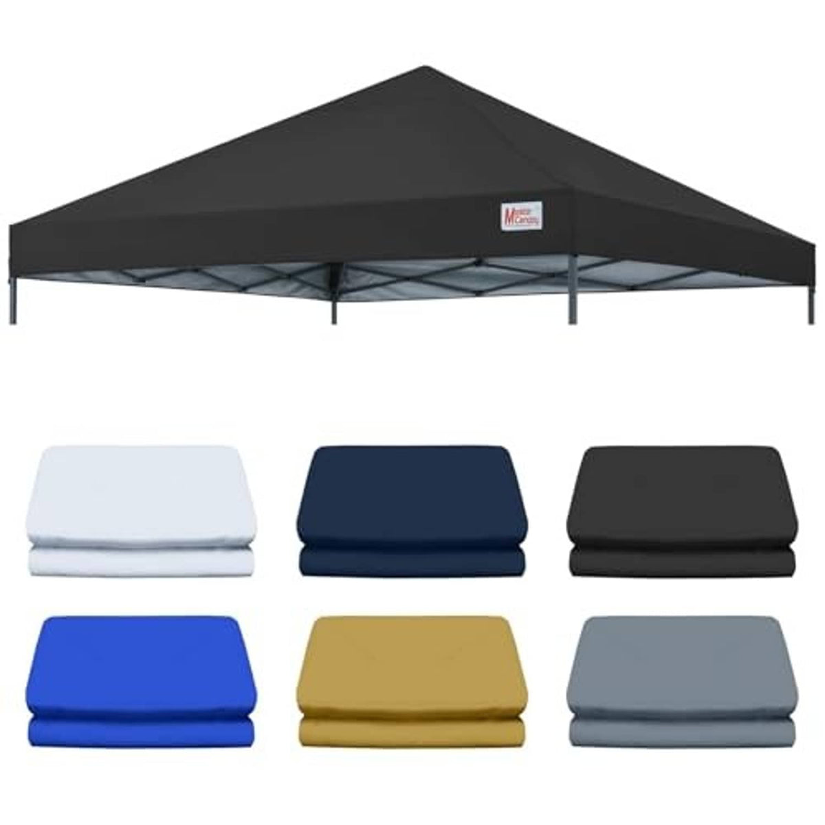 Black replacement pop-up canopy top with multiple folded fabric color options