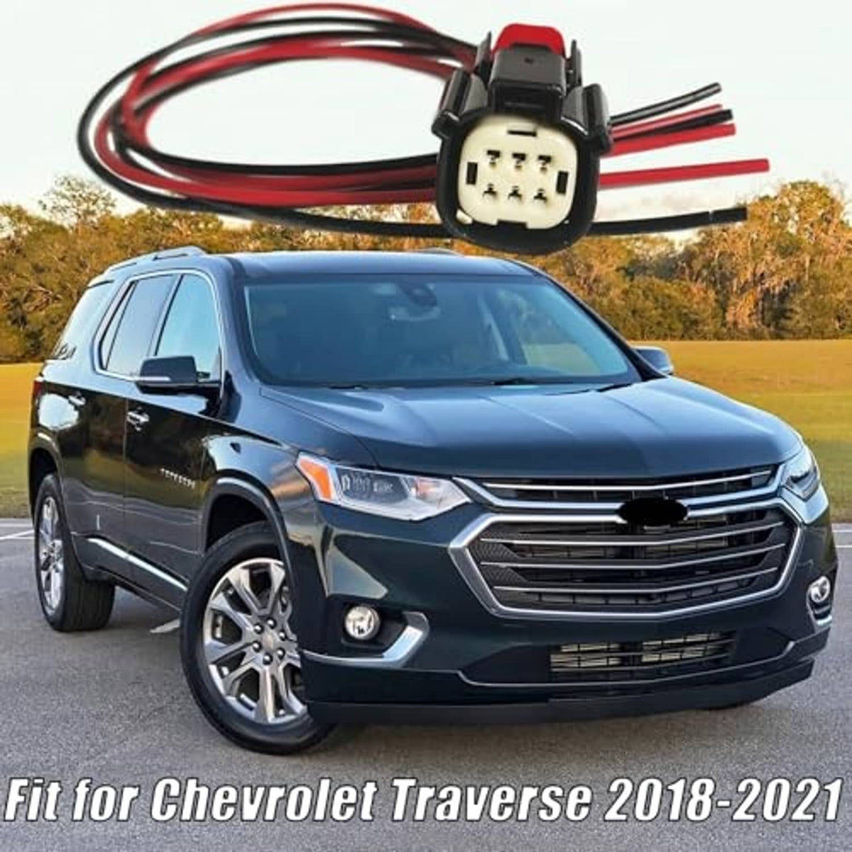 6-pin headlight wiring connector pigtail with red/black wires and inline plug housing