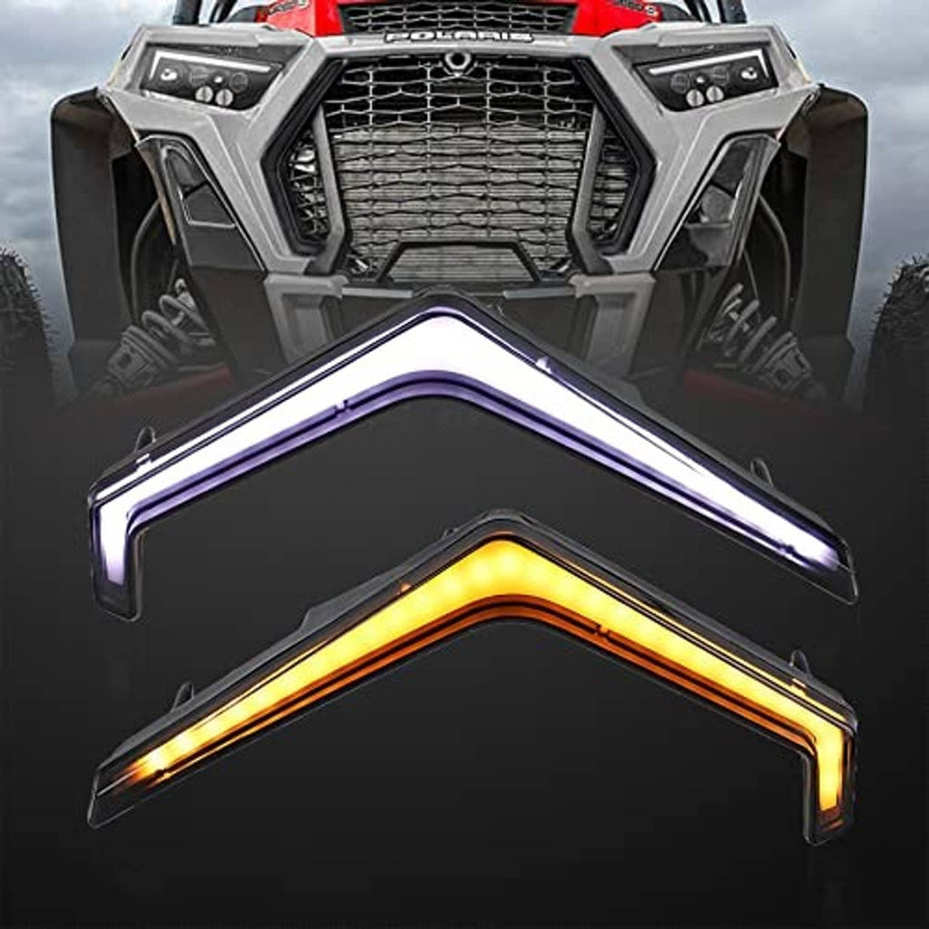 LED tail light bar set with white and amber glow in U-shape for ATV