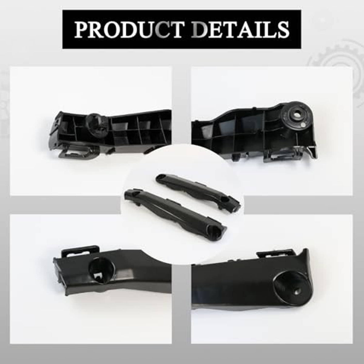 Front bumper bracket details, black plastic tabs and circular mounting points