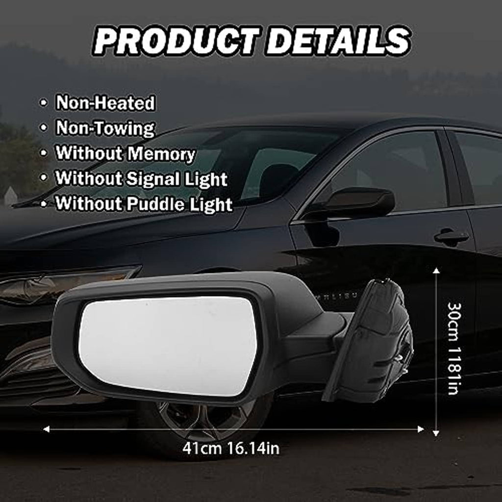 Left driver side rearview mirror with black housing and clear reflective glass