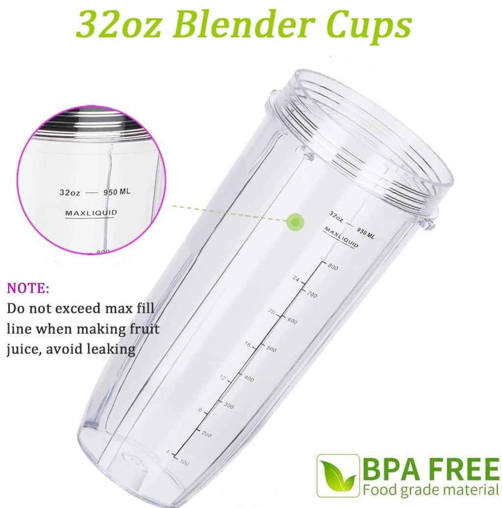 32oz clear blender cup with measurement markings, replacement container no lid