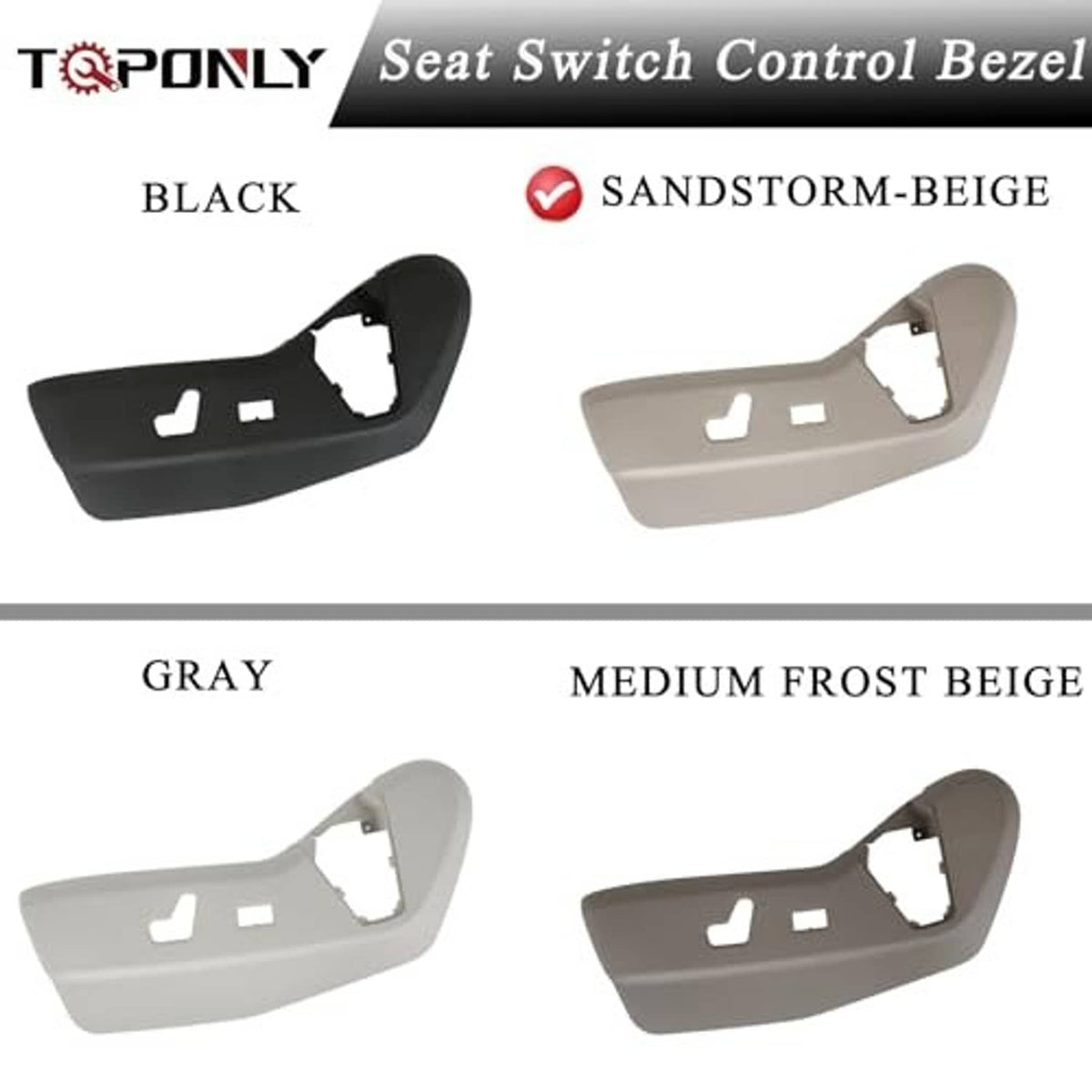 Driver seat trim cover panel color options: black, sandstorm-beige, gray, beige
