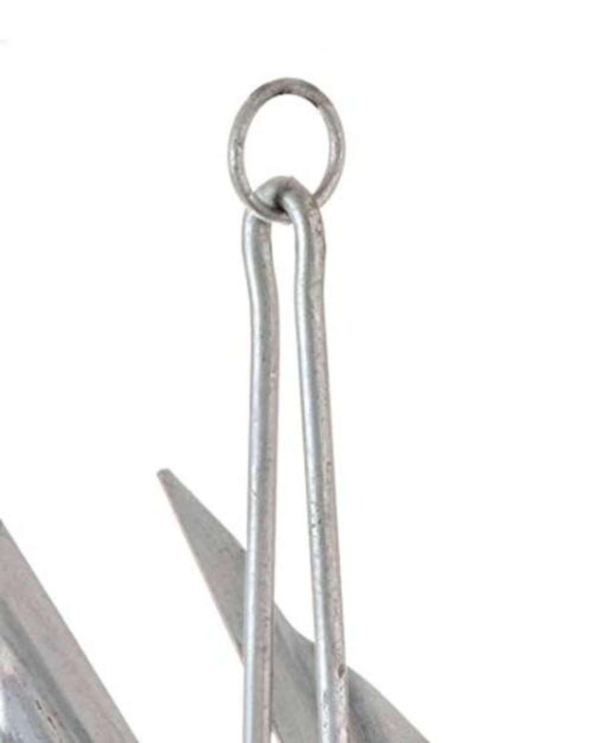 Steel anchor ring shackle on a slip shank with two flukes partially visible