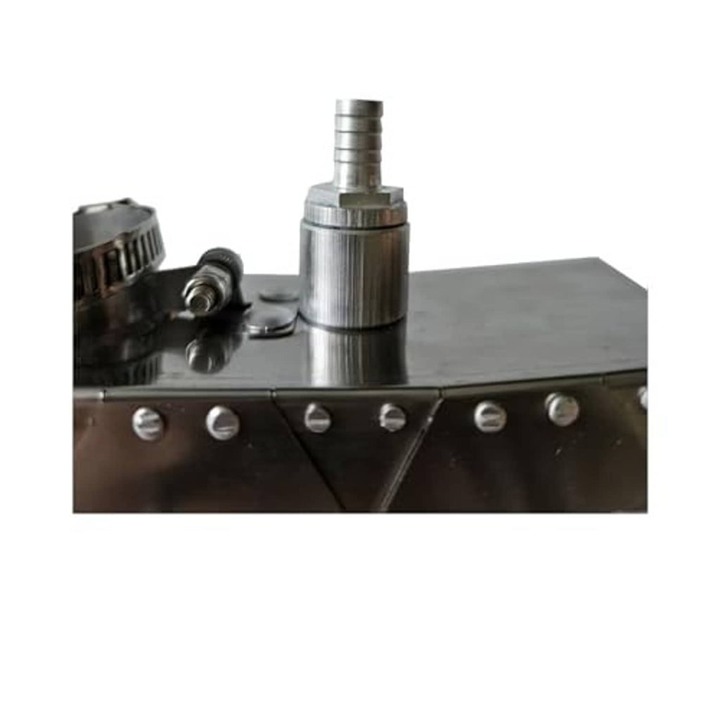 TIG welding trailing shield close-up with row of mounting holes and raised stand tube