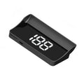 Angled car HUD with white digital speed readout on dark screen, black housing
