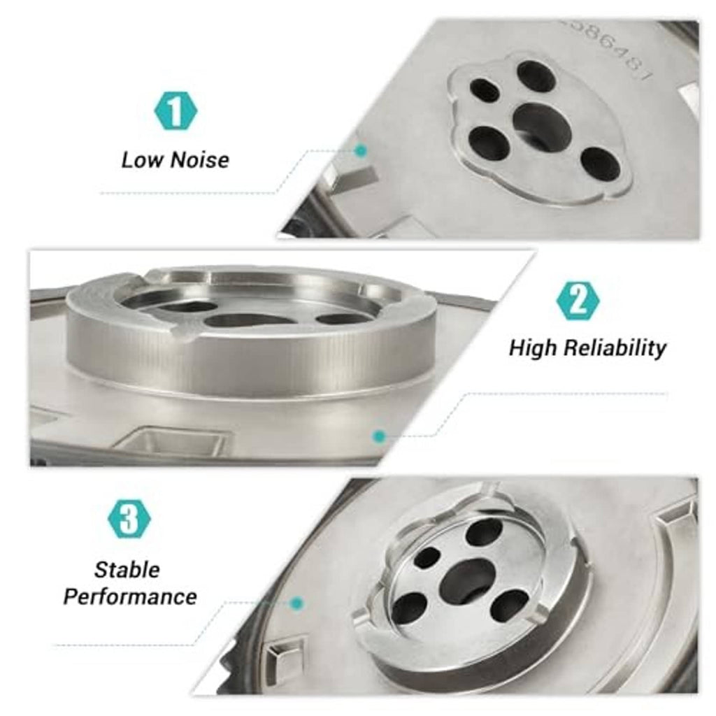 Silver timing sprocket gear with three-bolt center and machined mounting slots