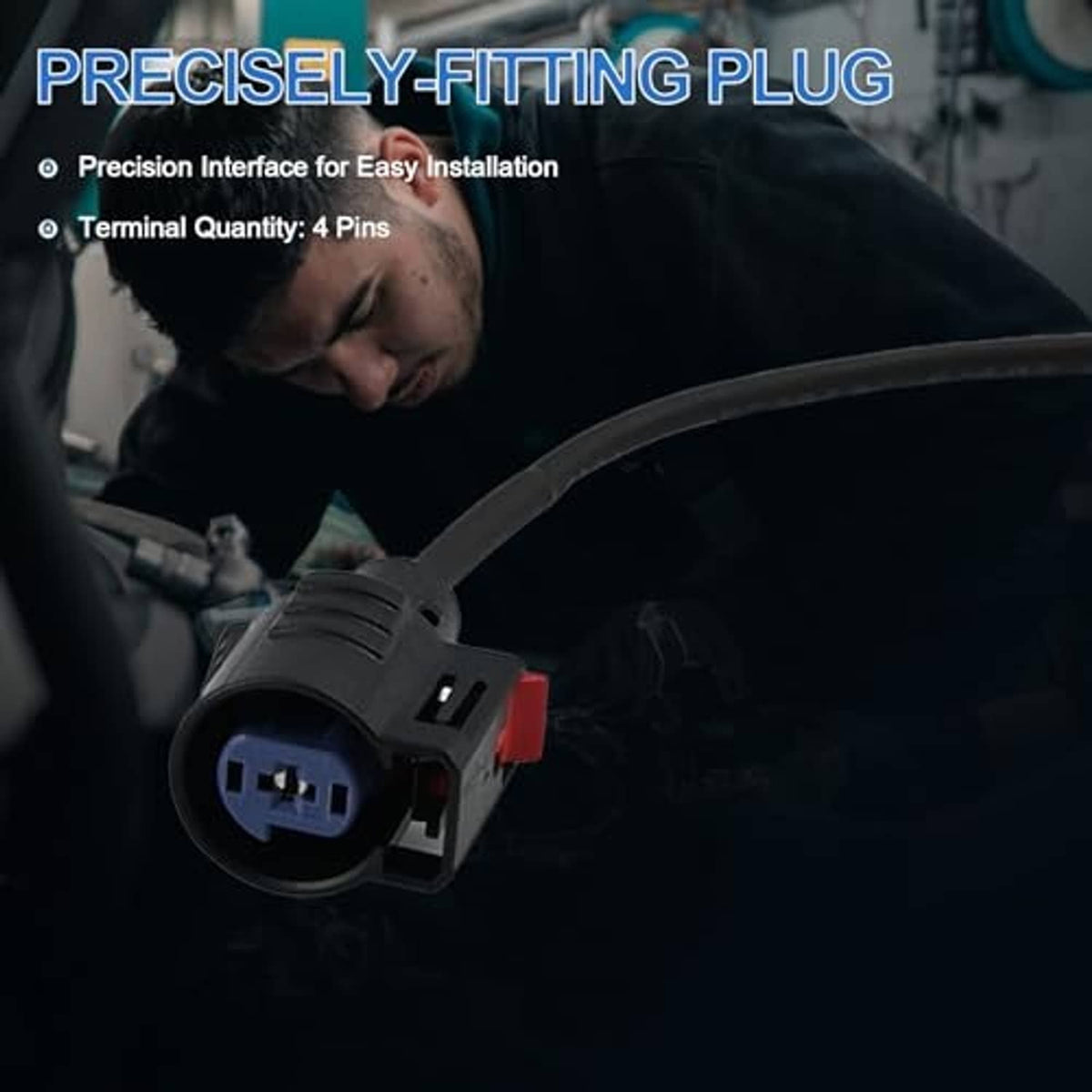 Starter wiring pigtail connector harness plug with blue 2-pin terminal interface