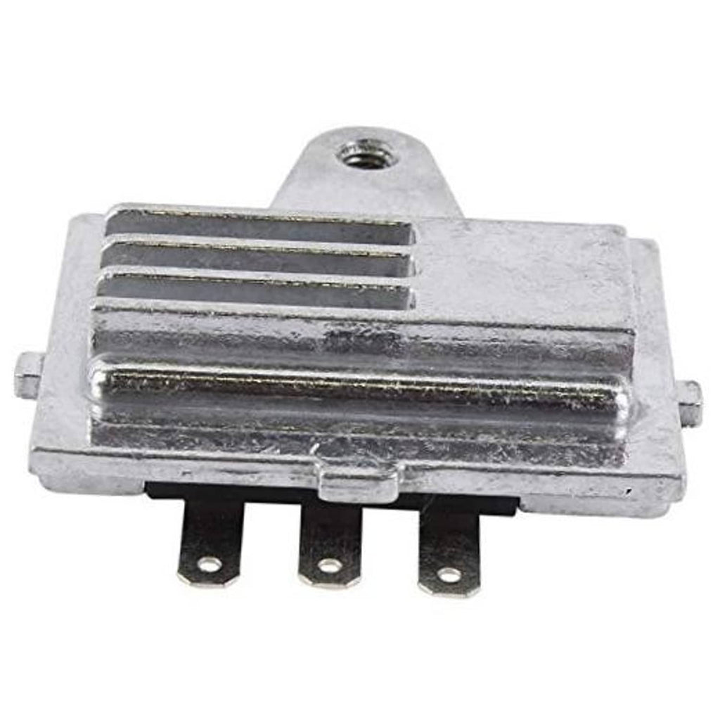 Metal regulator/rectifier replacement module with mounting hole and three terminals