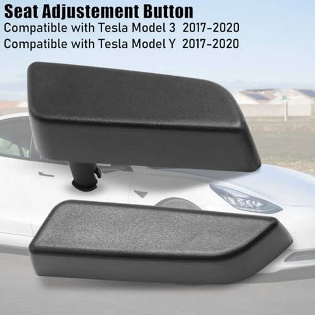 Black textured seat adjustment button cover set for Model 3/Y