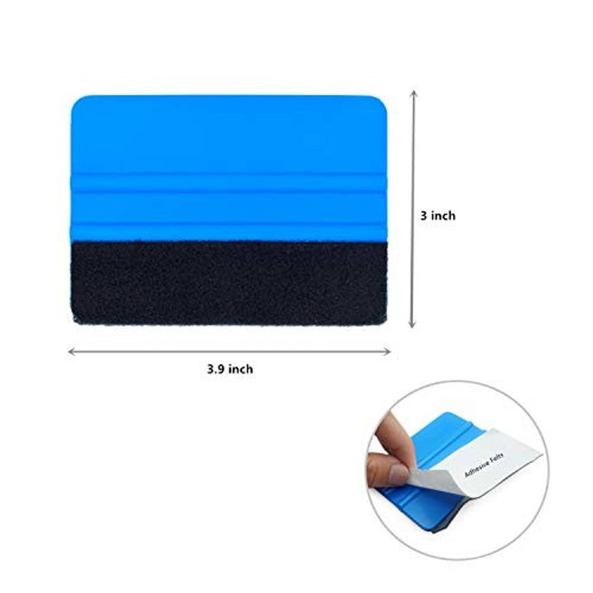 3-inch blue-and-black squeegee pad with textured grip for window film smoothing