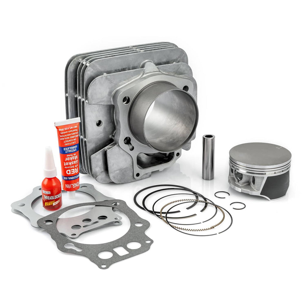 Engine top-end rebuild kit with cylinder, piston, rings, and gasket set