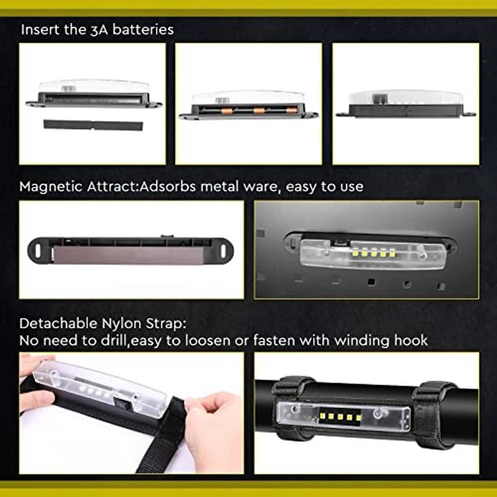 Universal roll bar LED interior light with magnetic base and detachable nylon strap