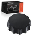 Black seat recline adjust knob with textured, ridged grip and rounded top