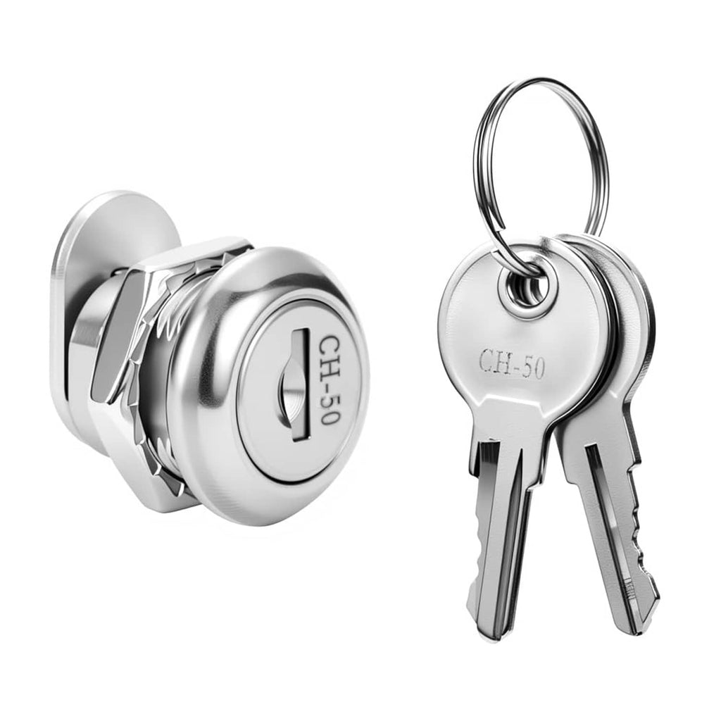 Truck toolbox lock cylinder with two CH-50 keys and chrome round face