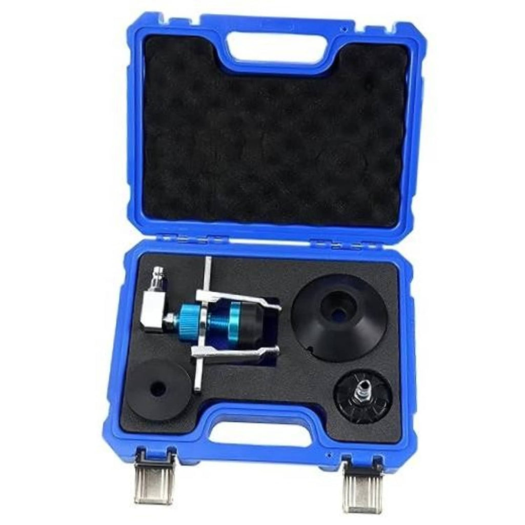 Brake master cylinder adapter kit with adapters in blue storage case