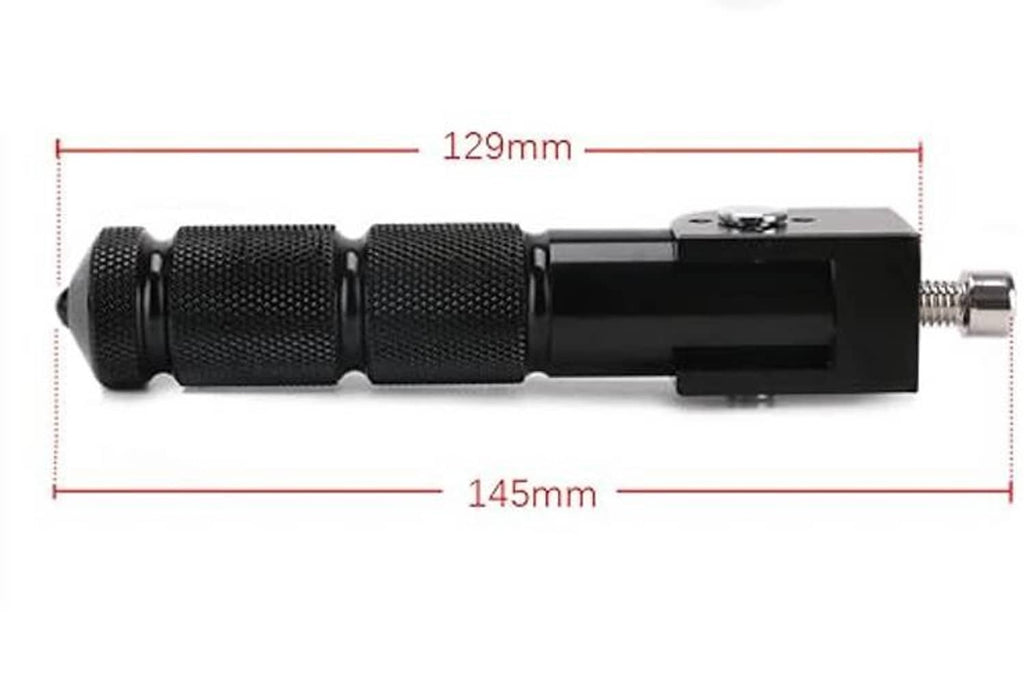 Motorcycle foldable foot peg, black textured grips with metal bracket and threaded stud