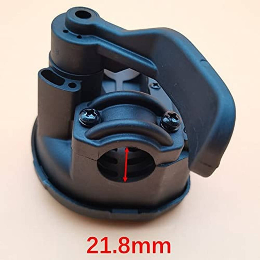 Thumb throttle lever with curved blue grip, black mounting collar, and screw points