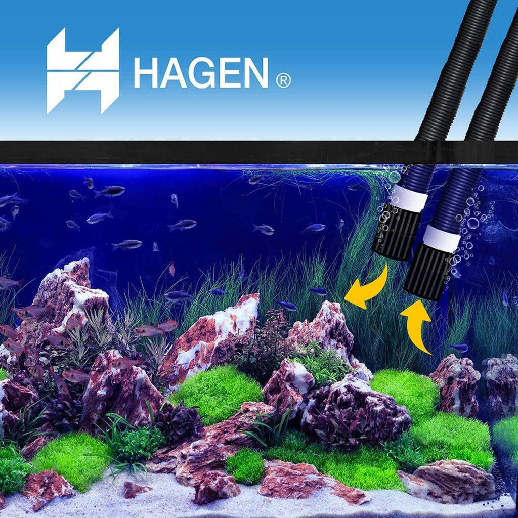 Black ribbed aquarium filter hose with adapter fitting