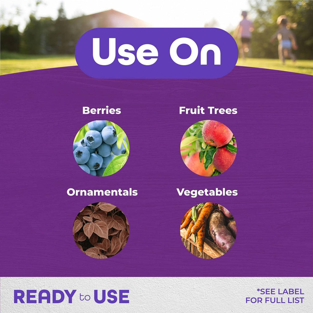 Ready-to-use rooting powder use chart with icons for berries, fruit trees, vegetables